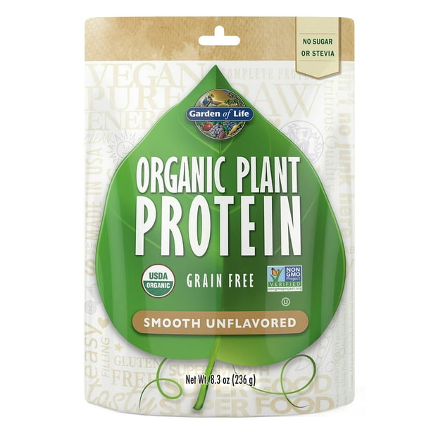 Garden of Life Organic Plant Protein Powder, Unflavored, 8