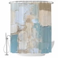 thumbnail image 2 of Modern Abstract Waterproof Fabric Shower Curtain, Blue Brown Color Blocks Waterproof Fabric Shower Curtain for Bathroom Curtains Bathtubs Hotel Washable Shower Curtains with 12 Hooks Long 72x78in, 2 of 8