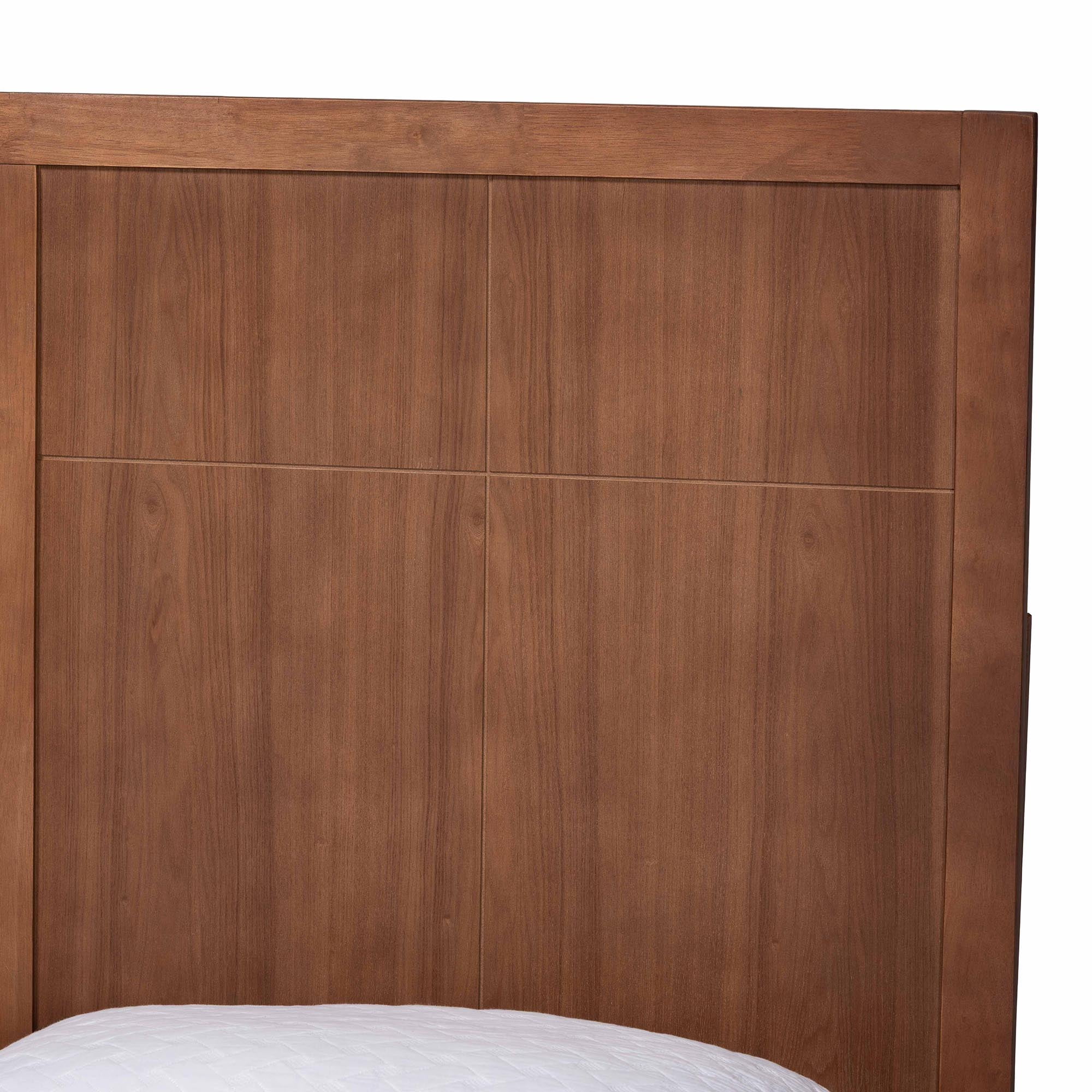 Baxton Studio Noela Mid-Century Platform Bed, King, Ash Walnut