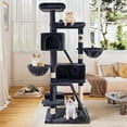thumbnail image 3 of Einfach 65.7" Large Cat Tree and Tower for Cats, Condo House with Hammock, 2 Scratching Boards & 5 Scratching Posts, Dark Blue, 3 of 10