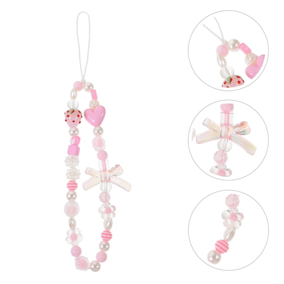Masteelf  Phone Accessories Charm Cellphone Lanyard Strap Beaded Chain Cute Pink