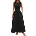 thumbnail image 4 of XuJwPNcy Dresses for Women Sleeveless Tie Front Aline Dress Round Neck Thin Maxi Dresses Ladies Summer Comfortable Clothes, 4 of 7