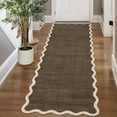 thumbnail image 4 of Garvee 2'x6' Modern Scalloped Runner Rug Washable Rug with Non Slip Backing, Neutral Farmhouse Soft Low Pile Carpet for Hallway Bedroom Home Office, Brown, 4 of 8