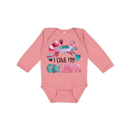 

Inktastic I Love My Grampa Pink and Blue Fox with Hearts Gift Baby Boy or Baby Girl Long Sleeve Bodysuit