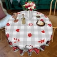 thumbnail image 4 of Valentines Day Round Tablecloth 60 Inch, Valentine Heart Tablecloth Buffalo Plaid Gnome Truck Table Cloth Cover for Dinner Party Wedding Decor, 4 of 6