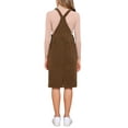 thumbnail image 3 of Vestido midi casual sin mangas de tirantes ajustables de pana para mujer Inspire Chic con bolsillos XL marrón, 3 of 6
