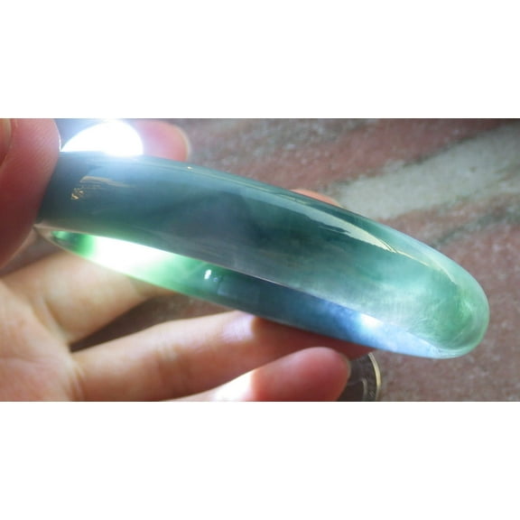 Icy Green Natural A JADE Jadeite Bangle Bracelet 59 mm 691808 TN