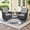 Brown Wicker-Grey Cushions, variant on Planntonneo 3-Piece Wicker Patio Conversation Set - Swivel Rocker Chairs and Side Table with Removable Olefin Cushions for Garden/Patio/Deck, Brown/Blue