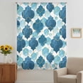 thumbnail image 2 of Blue Geometric Moroccan Sheer Curtains 63 Inches Long, Abstract Art Blue Ombre Modern Light Filering Curtains, Breathable Simi Curtain Privacy Drapes for Living Room Bedroom Window Treatment, 2 of 9