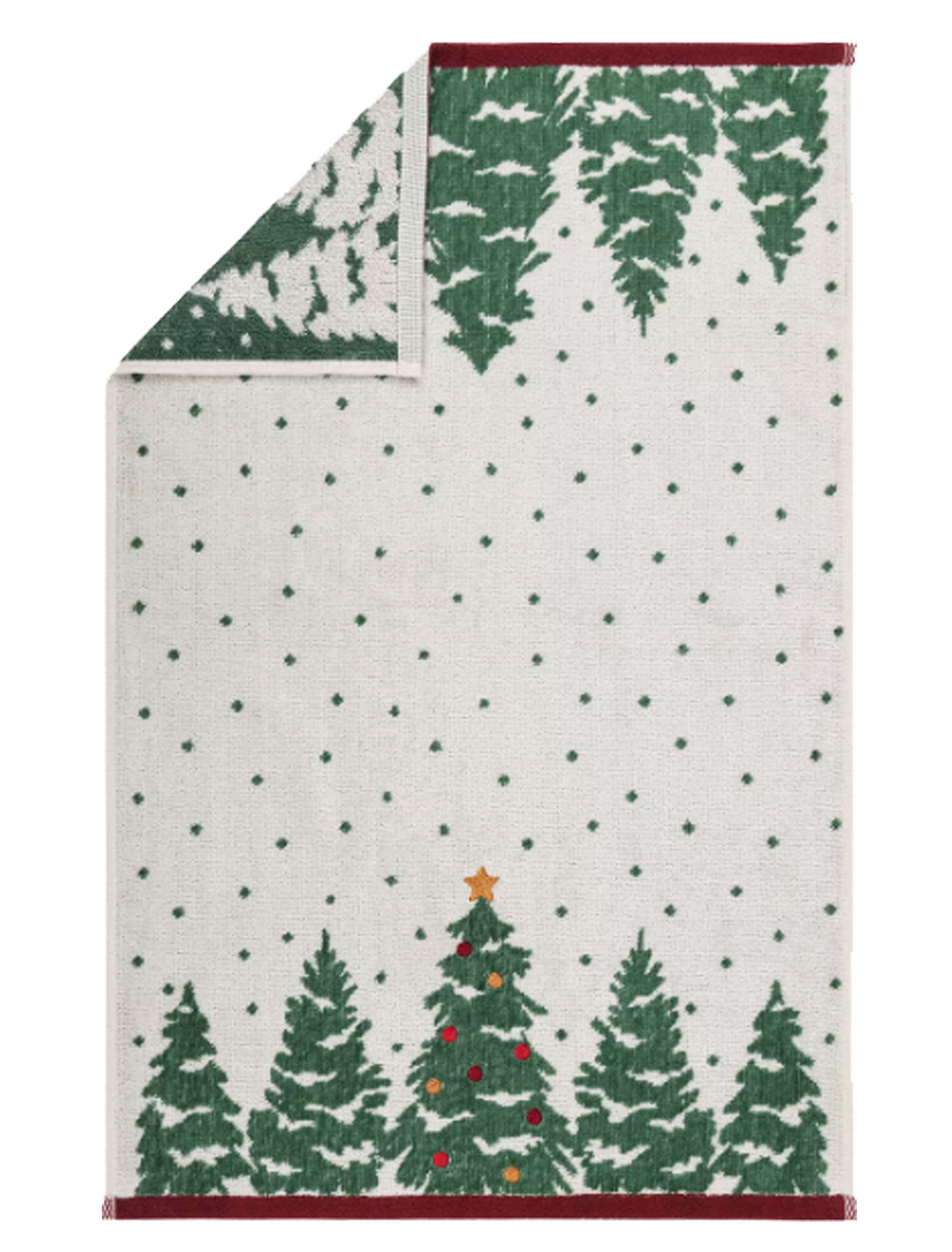 St Nicholas Christmas Tree Bath Hand Towels Embroidered Ornaments 2 Pieces Cotton