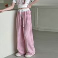thumbnail image 6 of Fozruso Girls Casual Pants Girls Pants Casual Straight Leg Checkered Print Elastic Waist Comfortable Daily Wear For Kids Age 6 15 For School Outdoor Vacation Spring Summer Fall Sizes 120, 6 of 6