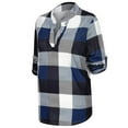 thumbnail image 5 of Tshirts for Women Casual Long Sleeve Plaid Shirt Slim Jacke Tops for Women Trendy Navy S, 5 of 6