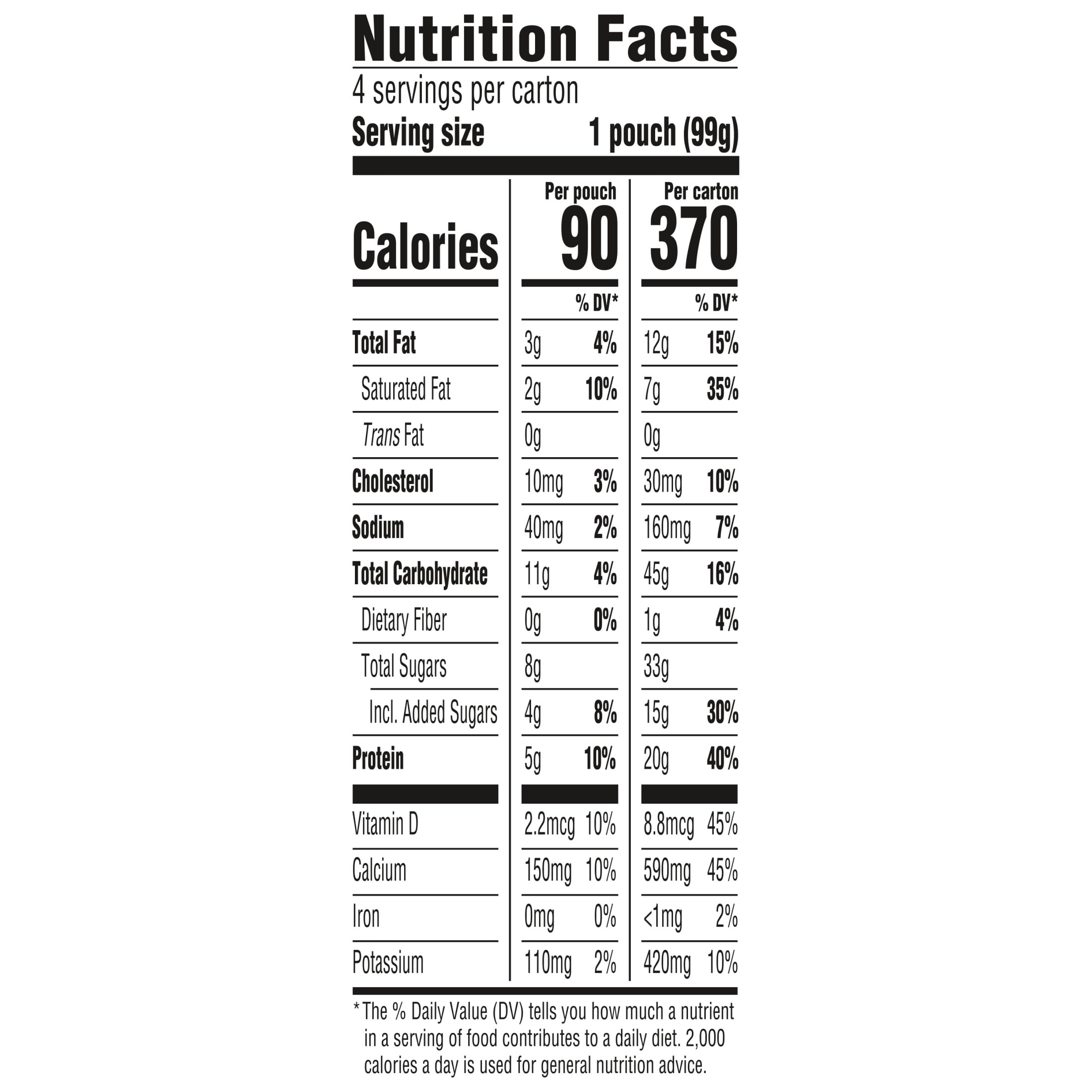 Too Good & Co. Pear Berry Yogurt-Cultured Ultra-Filtered Milk Pouches, Kids Snacks, 3.5 oz, 4 Count​