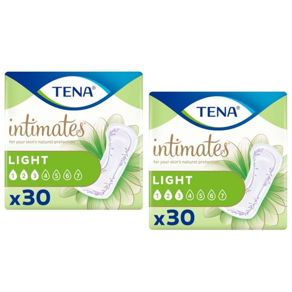 Tena Intimates Ultra Thin Light Incontinence Pad Regular, 30 Count (Pack of 2)