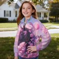thumbnail image 3 of Uorisanigo Girls Half Zip Collar Sweatshirts Soft Pink Rose Horse School Quarter Zipper Cropped Sweatshirt Oversized Long Sleeve Pullover Jackets for Teen Girls Winter Clothes, 3 of 7