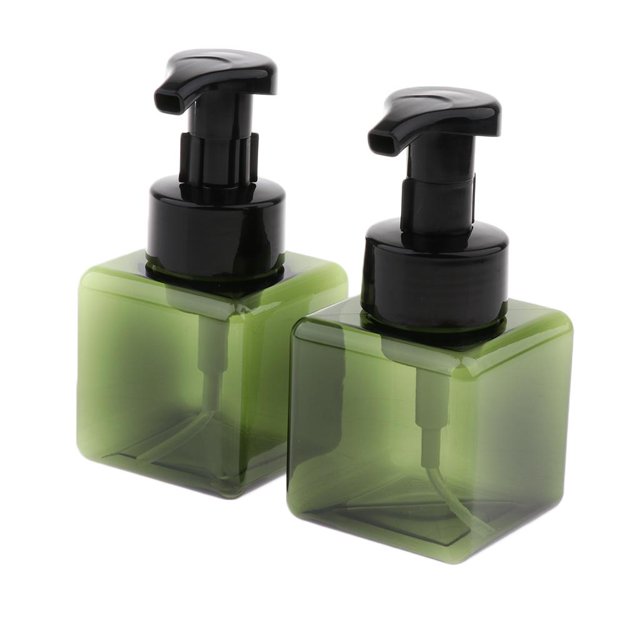 2Pcs 250ml Carré Mousse Lotion Pompe Flacons Flacons Pot Vert Foncé