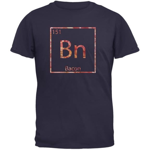 Bacon Periodic Table Element Navy Adult T-Shirt - Large