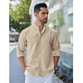 thumbnail image 6 of COOFANDY Mens Band Collar Dress Shirt Oxford Casual Shirt Untucked Button Down Shirt, 6 of 7