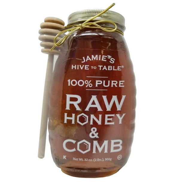 Jamie's Hive To Table 100 Pure Raw Honey & Comb 32 OZ