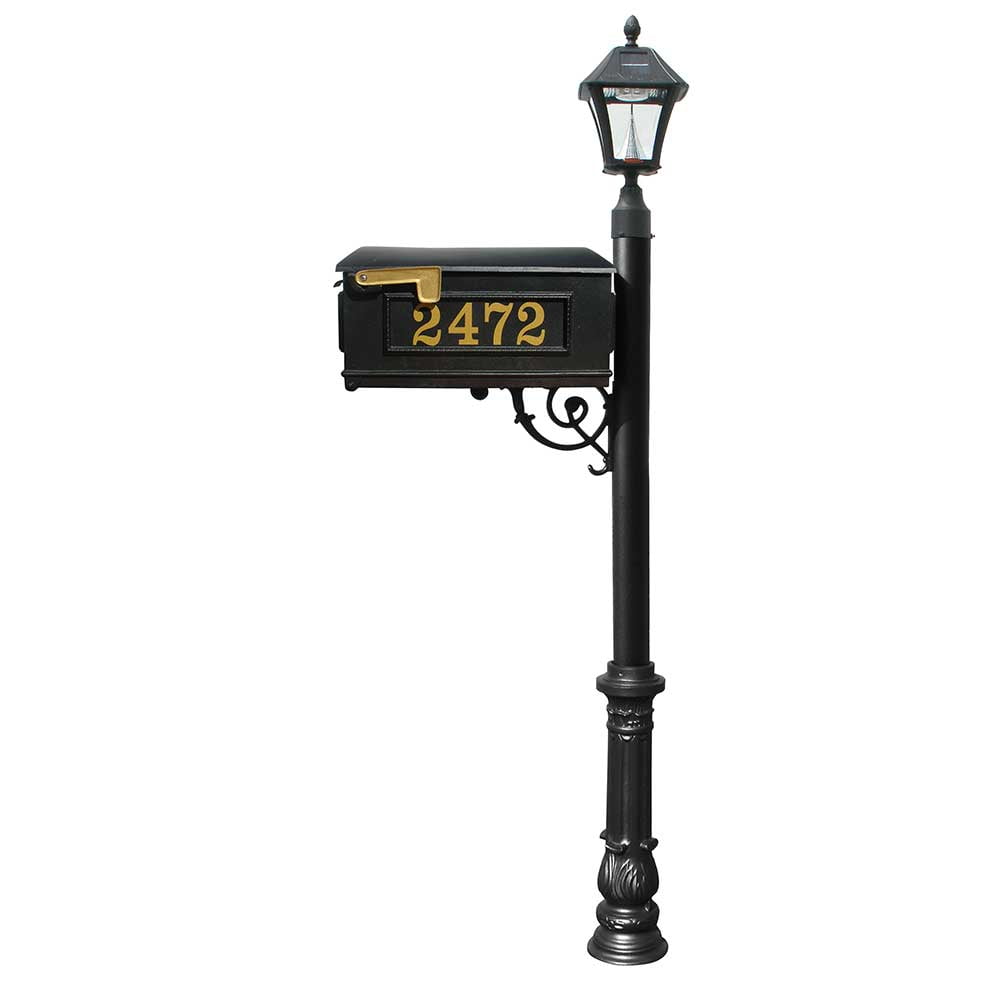 Mailbox, Post in black color, w/ Vinyl numbers on mailbox, black