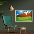 thumbnail image 2 of Landscape Wall Art with Frame, Digitally Generated Cartoon Country Outdoor Scene with House Mountains Field, Printed Fabric Poster for Bathroom Living Room, 35" x 23", Multicolor, by Ambesonne, 2 of 2