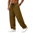 thumbnail image 2 of GrmtClth Mens Loose Fit Wide Leg Trousers Elastic Waist Drawstring Lightweight Breathable Casual Pants for Summer Vacation Brown S, 2 of 8