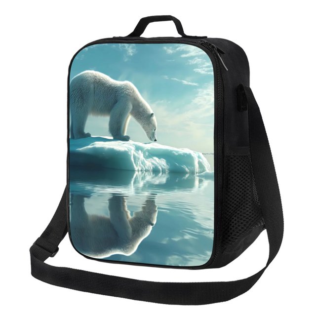 Disketp Polar Bear On Iceberg Bolsa Térmica Estampada para Almuerzo, Lonchera para Hombres y Mujeres Adultos