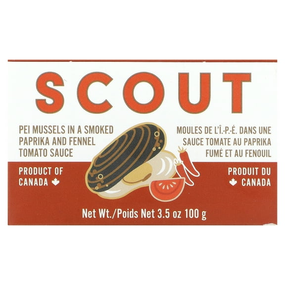 Scout Pei Mussels in a Smoked Paprika and Fennel Tomato Sauce , 3.5 oz (100 g)