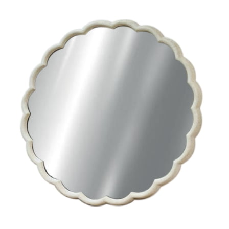 BIDK Home Small Curved Frame Round Wall Mirror - 19.75” - White