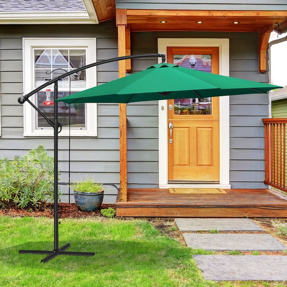 10FT Cantilever Patio Umbrella, Dark Green Offset Hanging Umbrella with 98% UV Protection for Outdoor Use