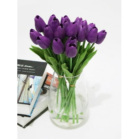 Zebra Print Artificial Flowers Bavy Artificial 10 Heads Real Touch PU Tulip Flowers Bouquets Home Room Office Centerpiece Party Wedding Decor ()