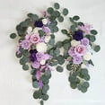 thumbnail image 2 of Rustic Artificial Flower Swag Handmade Hanging for Parties Arbor Front Door Hanging Wreath Ornament Purple, 2 of 9