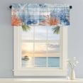 thumbnail image 2 of Window Valance for Kitchen,Red Blue Coral Summer Ocean Rod Pocket Curtain Valances Short Curtains Drapes Panel,Starfish Eucalyptus Retro Plank Window Treatment Topper for Living Room Bathroom Bedroom, 2 of 9