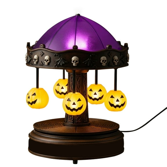 BNNG Ghost Carousel Lights, Ghost Night Light Up Kit, Halloween Spooky Ghost Carousel Lamp Decorations Indoor, Rechargeable Vintage Carousel Decor for Halloween Party or Gift