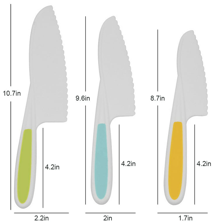 PENTA ANGEL 3 Colors Plastic Knife Set 3 Sizes Nylon Knife Safety Cooking  Chef Knives for Fruit Lettuce Vegetable Salad Bread (3 Colors)