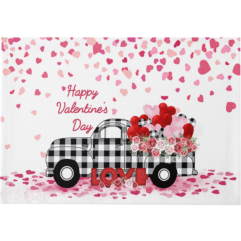 4pcs Valentine's Day Placemats Rectangle Table Mat Table Decoration For