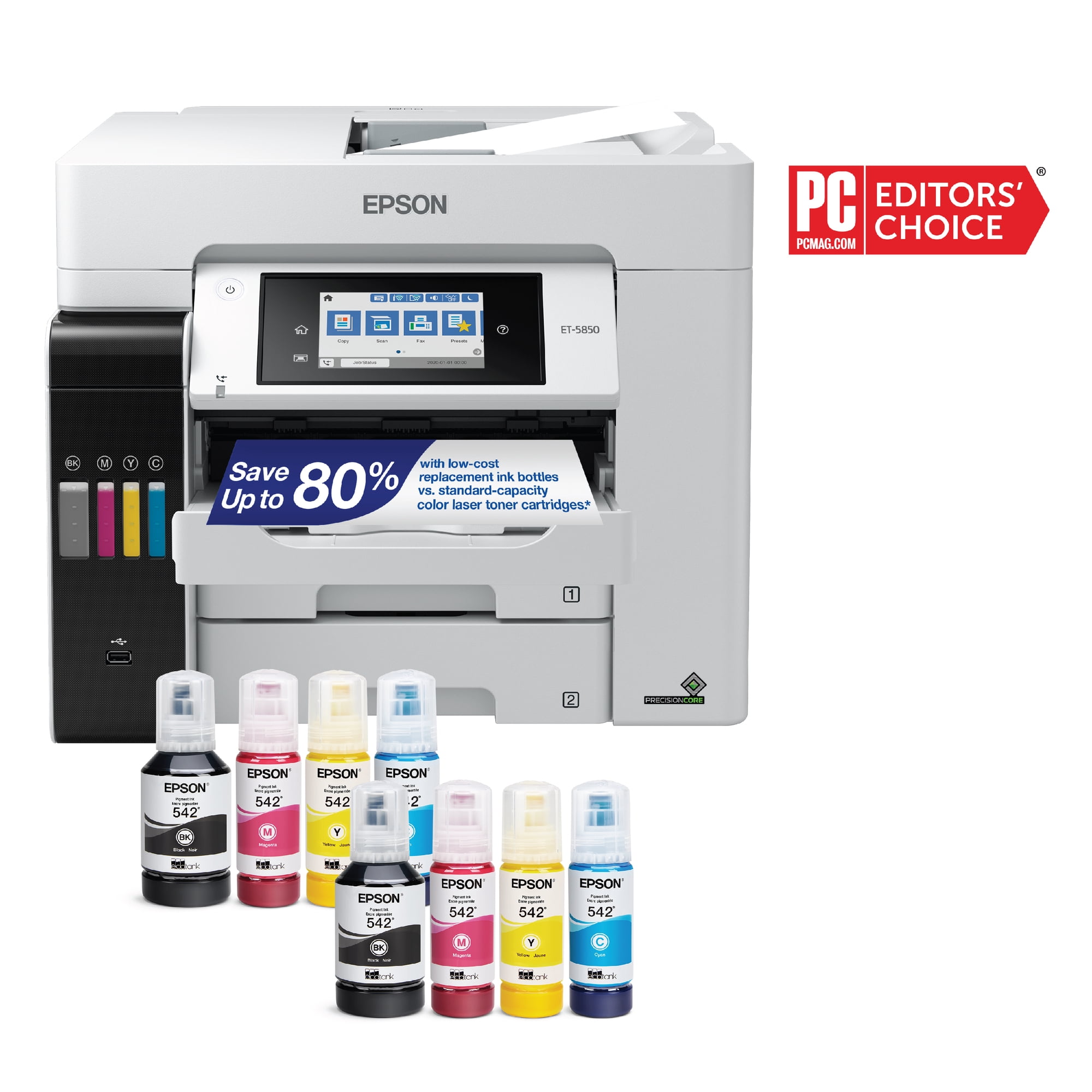 Epson EcoTank Pro ET-5850 Wireless Color All-in-One Supertank Printer with Scanner, Copier, Fax and Ethernet