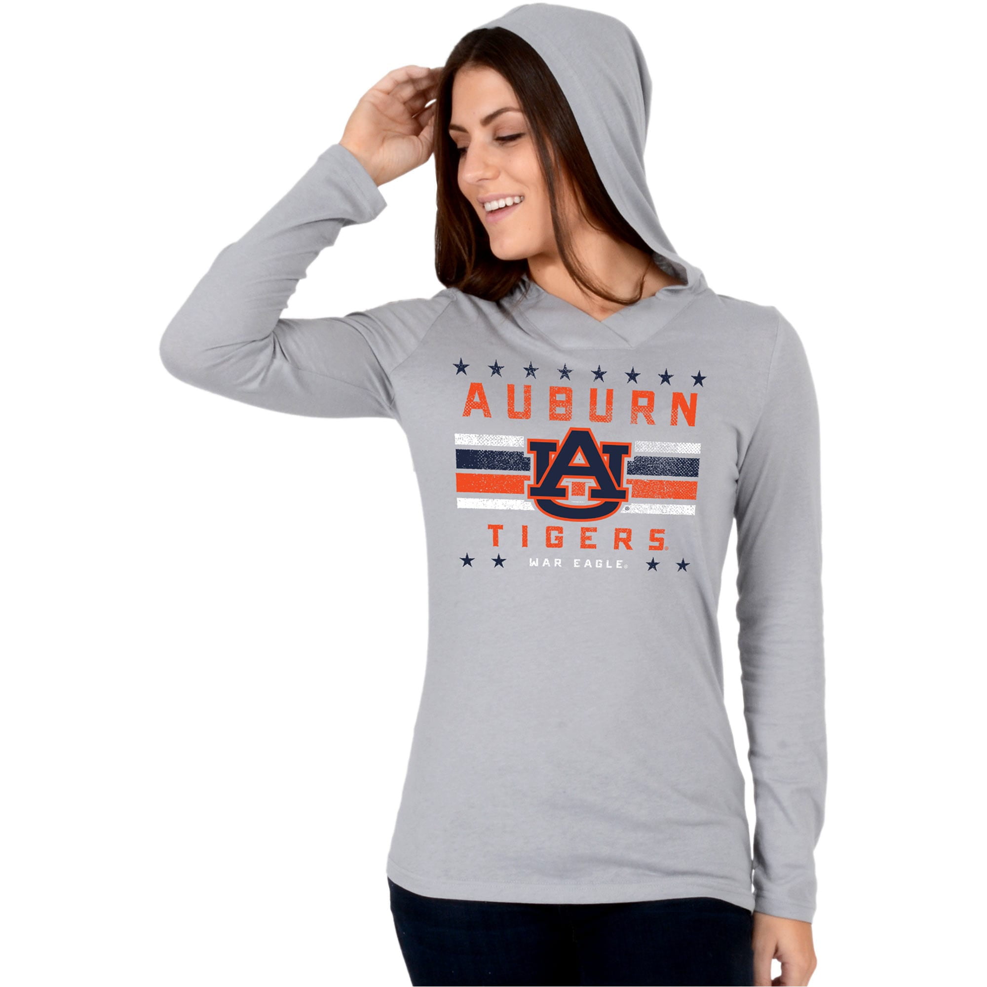 Women's Gray Auburn Tigers Stars and Stripes Pullover Hoodie - Walmart.com
