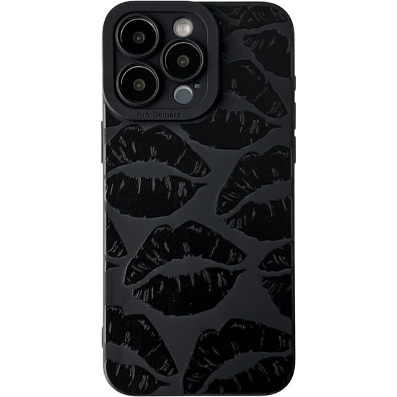 Black Lips Print Soft Phone Case Compatible with iPhone Case (Black,iPhone 13)