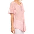 thumbnail image 3 of Sakkas Zoya Marbled Embroidery Cap Sleeves Blouse / Top - Pink - Plus Size, 3 of 5