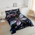thumbnail image 4 of Erosebridal Wild Dragonfly Bedding Full Comforter Set, Abstract Purple Marble Down Comforter, REversible 3 Pieces, Microfiber, 4 of 7
