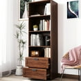 thumbnail image 2 of 4 - Tier Bookcase with Hidden Drawers, 2 Adjustable Shelves / Adapt to Your Storage Needs, 2 of 3
