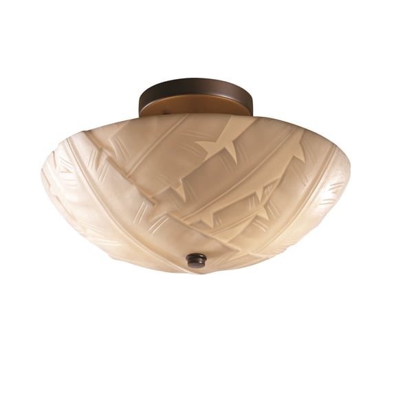 Justice Designs Porcelina 14" Round Semi-Flush Bowl - Dark Bronze - PNA-9690-35-BANL-DBRZ