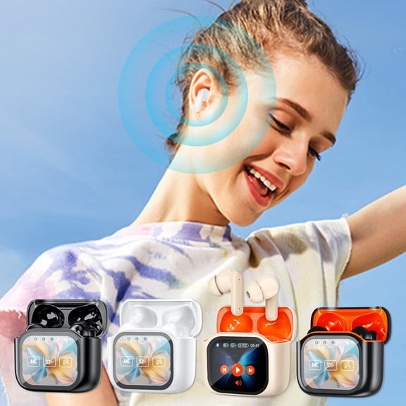 Yyuenw Wireless Earbuds 60-Hour Ultra-Long Battery Life Bluetooth Headphones with Multi-Function Touch Screen High-Fidelity Stereo Sound Ideal for Fitness and Driving