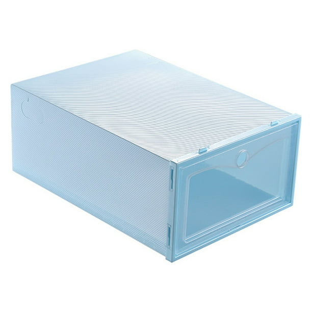 Caja de zapatos apilable, transparente y gruesa, para el hogar, a prueba de polvo, organizador de zapatos, azul, 33 x 23 x 13 cm