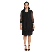 R&M Richards Knee-length Sleeveless Shift Dress with Matching Jacket and Metallic Detailing - Petite