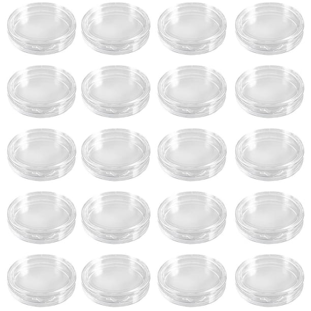 20 Pzs Caja de Monedas de Plastico Transparente Redonda Pequena 40mm