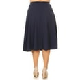 thumbnail image 4 of Women's Plus Size A-Line Flared Midi Skirt - Casual Solid with Elastic Band, 4 of 4