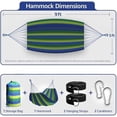 thumbnail image 2 of Brazilian Double Hammock - Extra-Long 2 Person Portable Hammock Bed for Indoor or Outdoor Spaces - Hanging Rope, Carrying Pouch Included (Blue/Green Stripes), 2 of 3