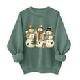 thumbnail image 2 of SYMOID Womens Christmas Green Snowman Print Sweatshirt, Loose Fit Crewneck Cotton Long Sleeve Holiday Apparel,Size 2XL, 2 of 6